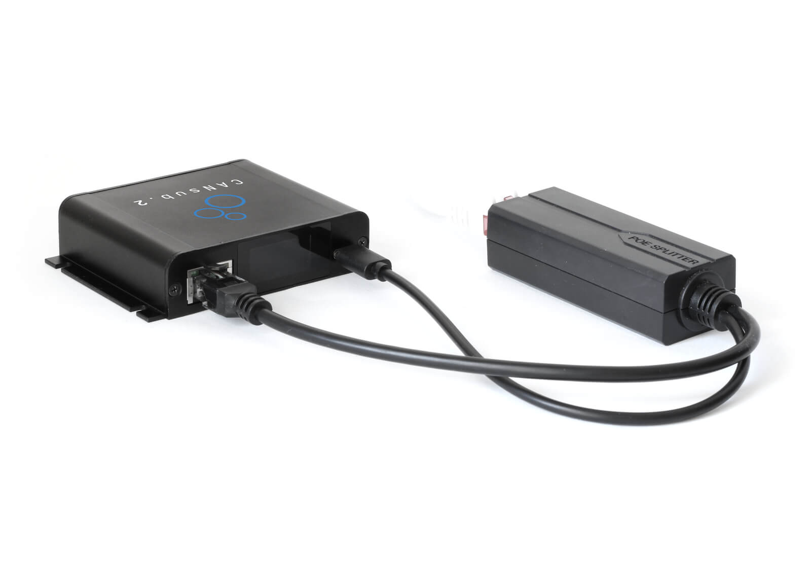 Power-over-Ethernet (PoE) adapter cable - powers the CANsub via a PoE-enabled router or switch with a single Ethernet run