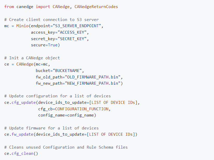 canedge-manager Python API Command Line OTA updates