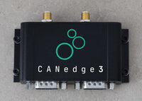 The CANedge3 comes with flanges to enable easy installation at scale. The 'mounting kit' includes screws and optional vibration dampeners.