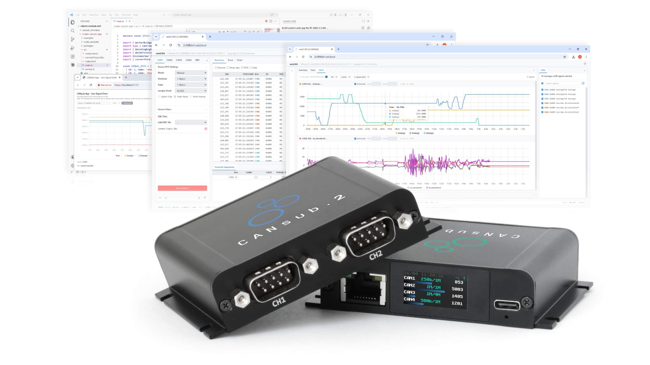 CANsub CAN bus interface USB Ethernet free webCAN software