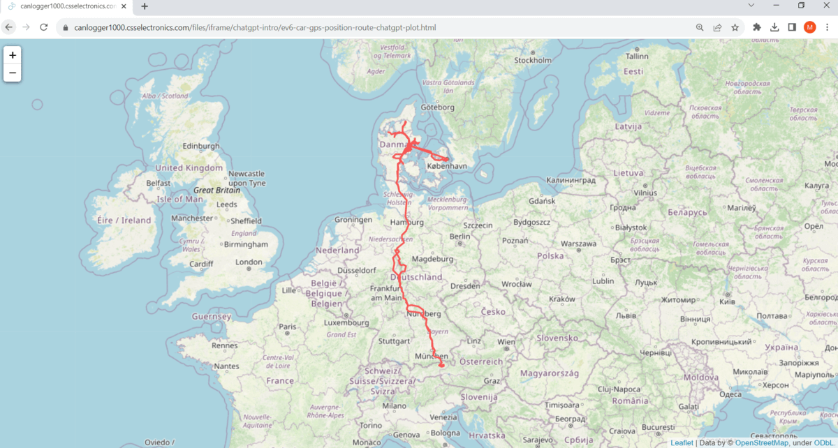 ChatGPT GPS position plot on interactive map CAN bus data