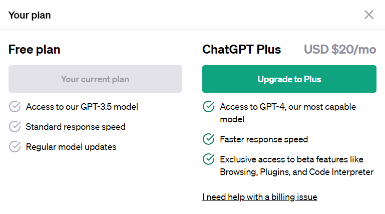 Upgrade to ChatGPT Plus