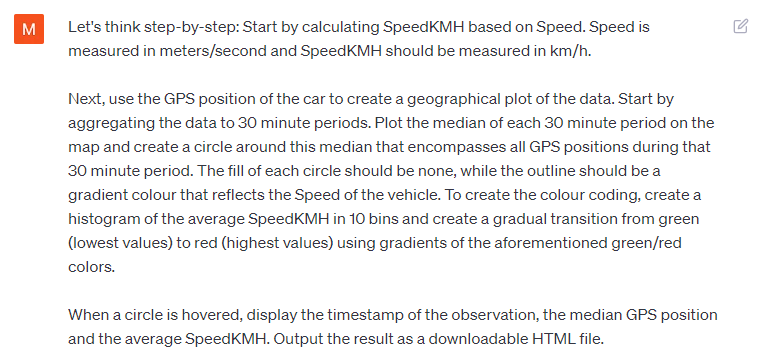 LLM ChatGPT big data prompt GPS analysis map