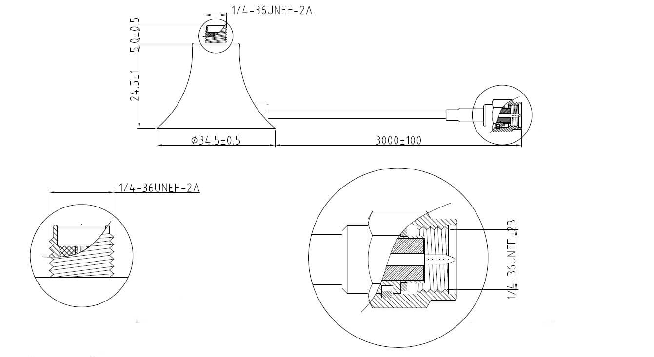 Antenna extension cable dimensions