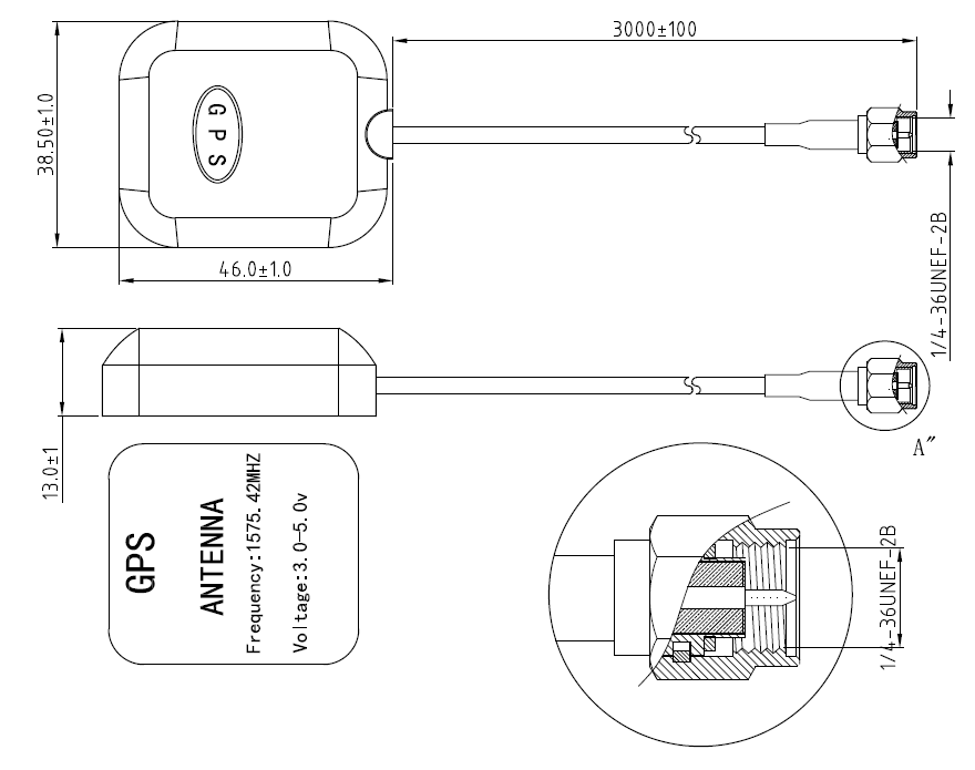 GPS antenna dimensions