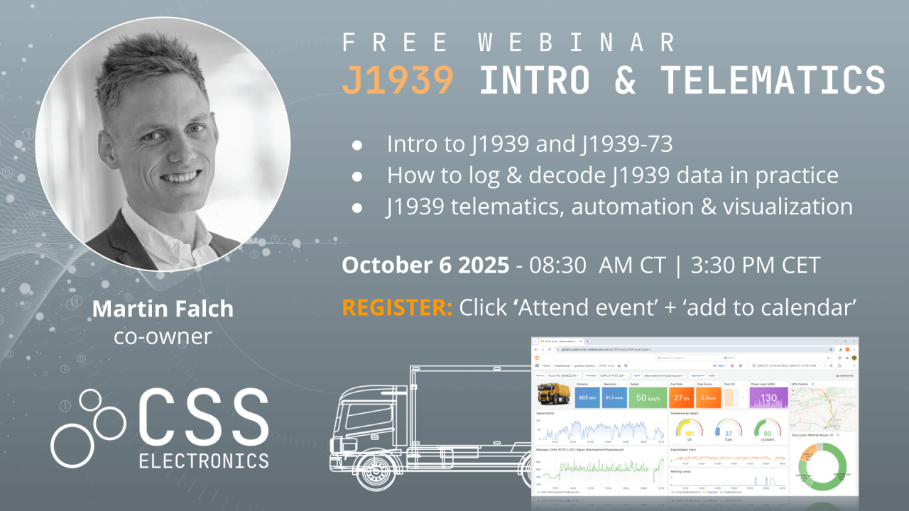 J1939 Intro, Data Logging & Telematics [Free Webinar | 2025]